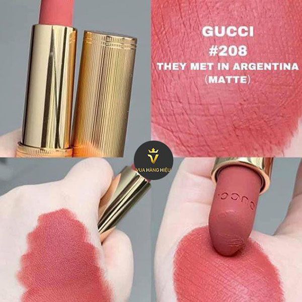 Mua Son Gucci 208 They Met in Argentina cam đất - Gucci Rouge À Lèvres  Voile Mat, Giá tốt