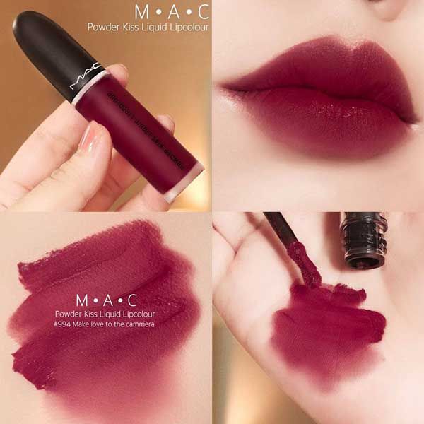Son Kem Mac Powder Kiss Liquid Lipcolour 994 Make Love To The Camera Màu Đỏ Rượu - 3