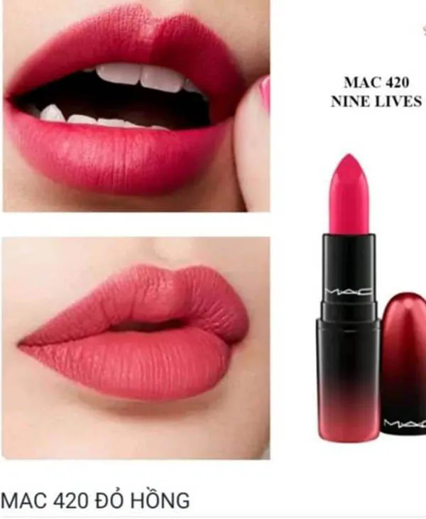 Son Mac Love Me Lipstick 420 Nine Lives Màu Hồng Đỏ - Son Môi - Vua Hàng Hiệu
