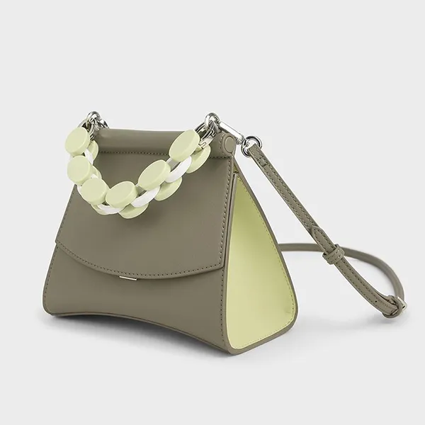 Túi Cầm Tay Nữ Charles & Keith CNK Acrylic Handle Sculptural Bag 50781168 Màu Xám