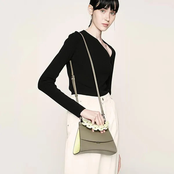Túi Cầm Tay Nữ Charles & Keith CNK Acrylic Handle Sculptural Bag 50781168 Màu Xám
