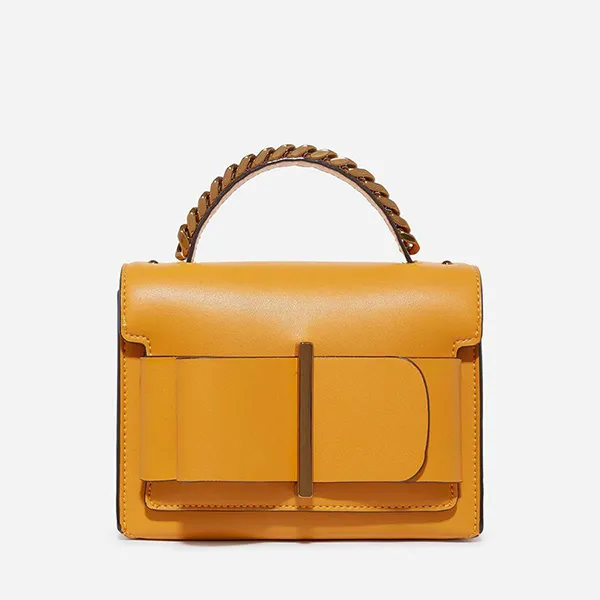 Túi Cầm Tay Nữ Charles & Keith CNK Arco Hebilla Cadena Top Handle Bag Bolsa Transversal 50680795-1 Màu Vàng