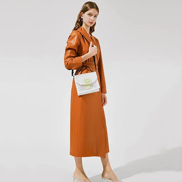 Túi Cầm Tay Nữ Charles & Keith CNK See-Through Effect Buckled Bag CK2-50150909 Màu Trắng