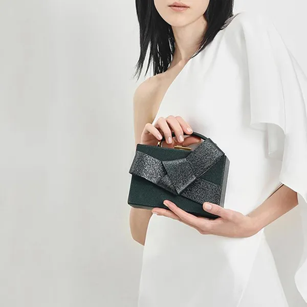 Túi Nữ Charles & Keith CNK Metallic Ribbon Top Handle Bag CK2-50700838 Màu Xanh Green