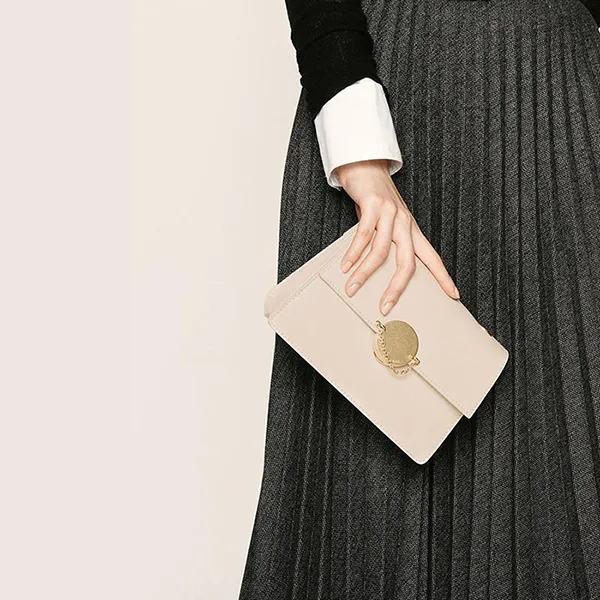 Túi Đeo Chéo Nữ Charles & Keith CNK Croc-Effect Chain Link Crossbody Bag 80270441-1 Màu Trắng