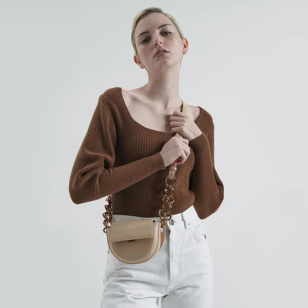 Túi Đeo Chéo Nữ Charles & Keith CNK Mini Saddle Pouch CK6-30150893 Màu Be