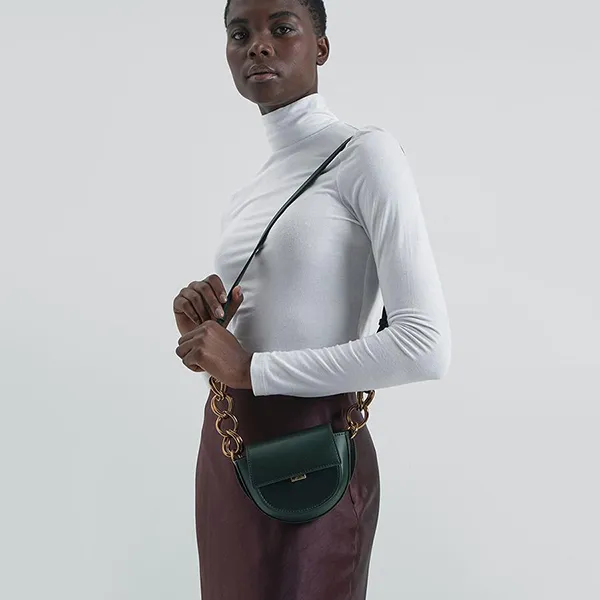 Túi Đeo Chéo Nữ Charles & Keith CNK Mini Saddle Pouch 30150893 Màu Xanh Green