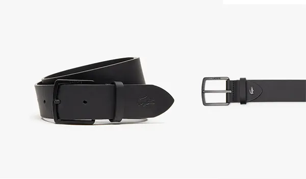 Thắt Lưng Men's Lacoste Engraved Black Buckle And Crocodile Smooth Leather Màu Đen Bản 3cm Size 90 - Thắt lưng - Vua Hàng Hiệu