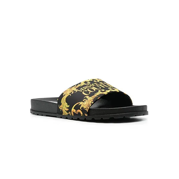 Dép Versace Jeans Couture Baroque Print Slides E0YWASQ4 Màu Đen Size 42