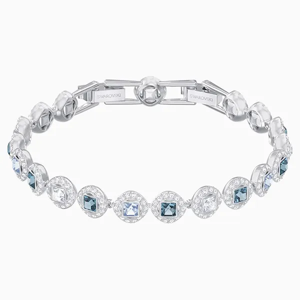 Vòng Đeo Tay Swarovski Angelic Square Bracelet, Blue, Rhodium Plated 5289514