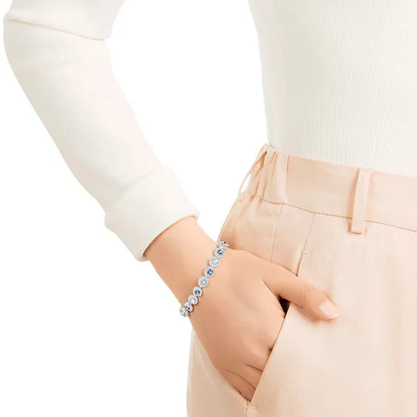Vòng Đeo Tay Swarovski Angelic Square Bracelet, Blue, Rhodium Plated 5289514