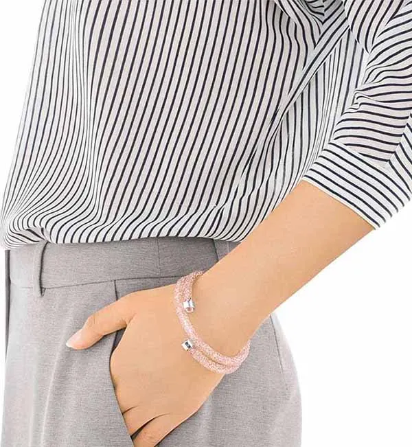 Vòng Đeo Tay Swarovski Crystaldust Pink Double Bangle
