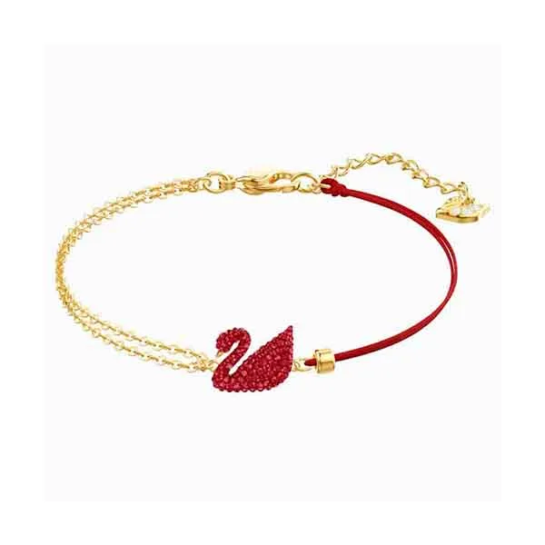 Vòng Đeo Tay Swarovski Iconic Swan Bracelet, Red, Gold-Tone Plated - Trang sức - Vua Hàng Hiệu