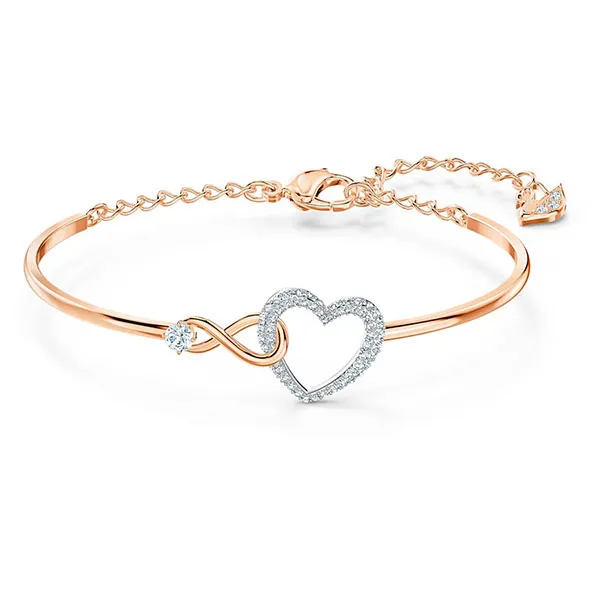 Vòng Đeo Tay Swarovski Infinity Heart Bangle, White, Mixed Metal Finish 5518869