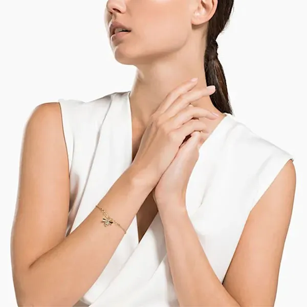 Vòng Đeo Tay Swarovski Remix Collection Bee Strand, Black, Gold-Tone Plated Size M