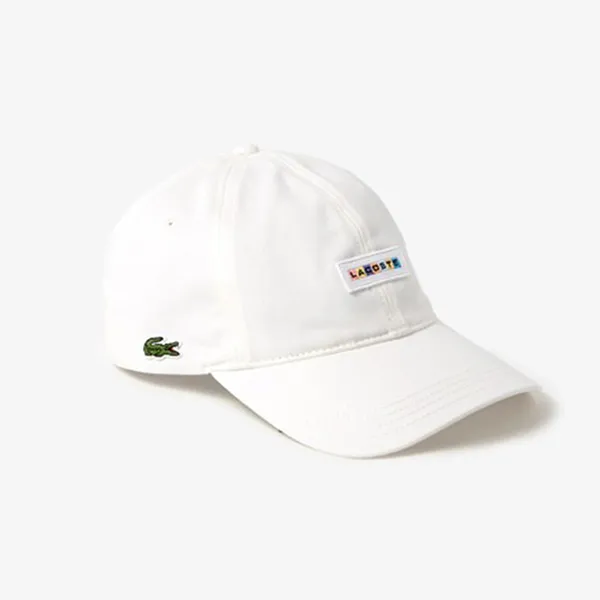 Mũ Lacoste Men's Multicolor Logo Cotton Cap In White Màu Trắng