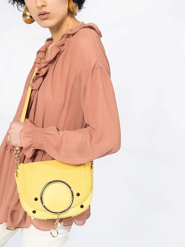 Túi Xách See By Chloé Mara Saddle Shoulder Bag Màu Vàng
