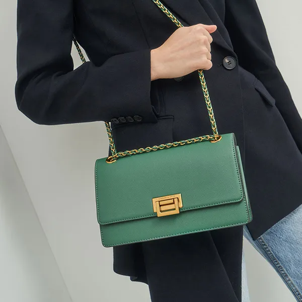 Túi Đeo Vai Nữ Charles & Keith CNK Chain Strap Evening Bag Green CK2-20840317-8 Màu Xanh Green