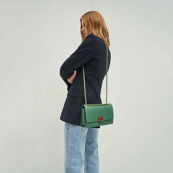 Túi Đeo Vai Nữ Charles & Keith CNK Chain Strap Evening Bag Green CK2-20840317-8 Màu Xanh Green