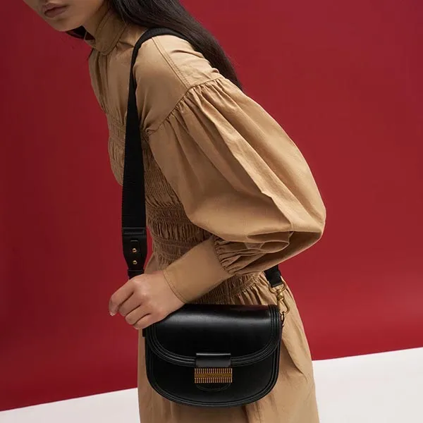 Túi Xách Nữ Charles & Keith CNK Embellished Saddle Bag Black CK2-80781496 Màu Đen