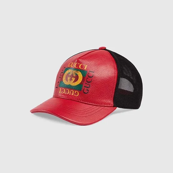 Mũ Gucci Men's Red Print Leather Baseball Hat Màu Đỏ - Mũ nón - Vua Hàng Hiệu