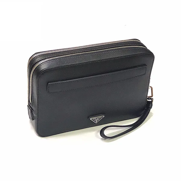 Túi Cầm Tay Prada Saffiano Men's Clutch Bag Black Màu Đen - Túi xách - Vua Hàng Hiệu