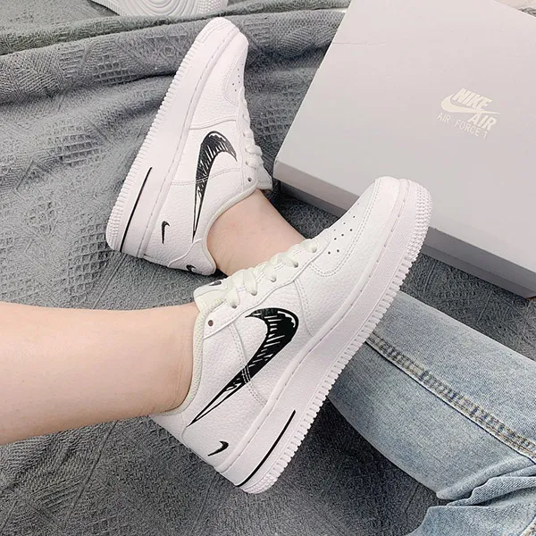 Giày Thể Thao Nike Air Force 1 White Black DIY Look DM3177 100 Size 36 - Giày - Vua Hàng Hiệu