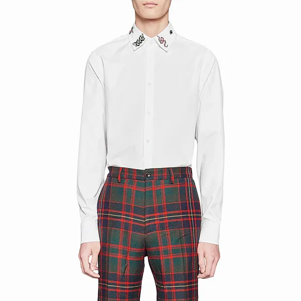 Áo Sơ Mi Gucci Cotton Shirt With Symbols Màu Trắng Size S