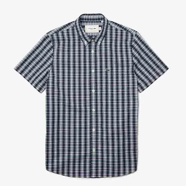 Áo Sơ Mi Lacoste Men's Slim Fit Check Stretch Oxford Cotton Shirt Size 39 - 1