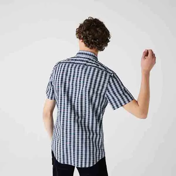 Áo Sơ Mi Lacoste Men's Slim Fit Check Stretch Oxford Cotton Shirt Size 39 - 4