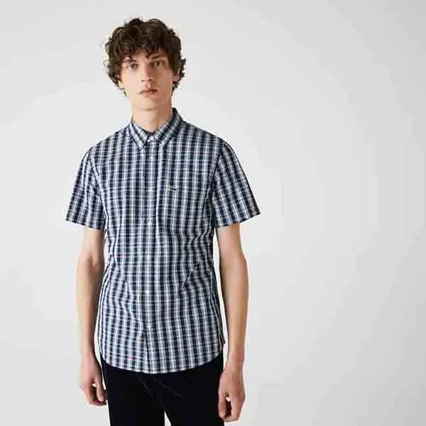 Áo Sơ Mi Lacoste Men's Slim Fit Check Stretch Oxford Cotton Shirt Size 39 - 3