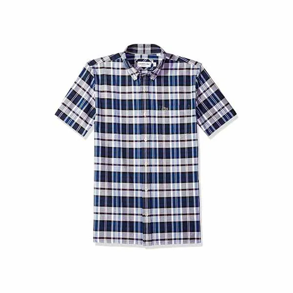 Áo Sơ Mi Cộc Tay Lacoste Men's Regular Fit Check Oxford Shirt CH7261-51 Size M