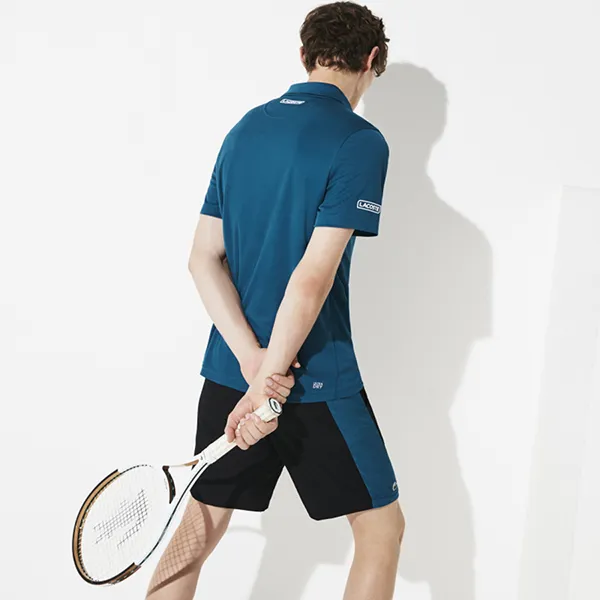 Áo Phông Lacoste Polo Tennis Contrast Accent Pique Màu Xanh Green Size XS