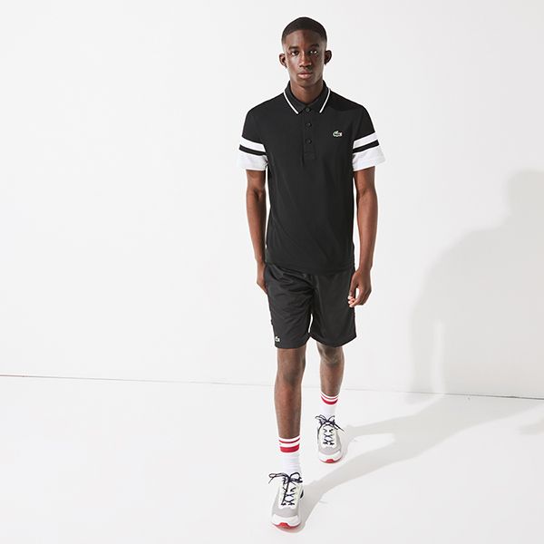 Áo Phông Men’s Lacoste SPORT Striped Sleeves Breathable Piqué Tennis Polo Shirt Màu Đen Size S - 1