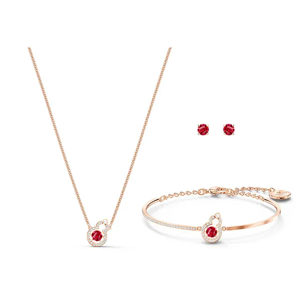 Set Dây Chuyền, Lắc Tay Và Hoa Tai Swarovski Full Blessing Hulu Setred, Rose-Gold Tone Plated