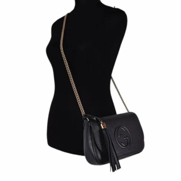 Túi Xách Gucci Soho Crossbody Tassel Black Leather Shoulder Bag Màu Đen