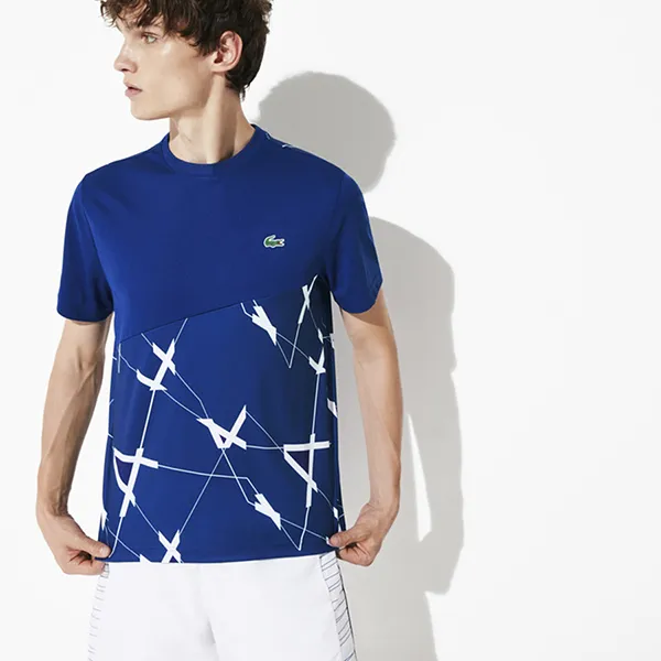 Áo Phông Lacoste Men's Sport Geometric Design Breathable Pique T-Shirt Màu Xanh Navy Size S - Thời trang - Vua Hàng Hiệu