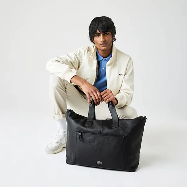 Túi Xách Lacoste Men’s Soft Matte Detachable Shoulder Strap Weekend Bag Màu Đen