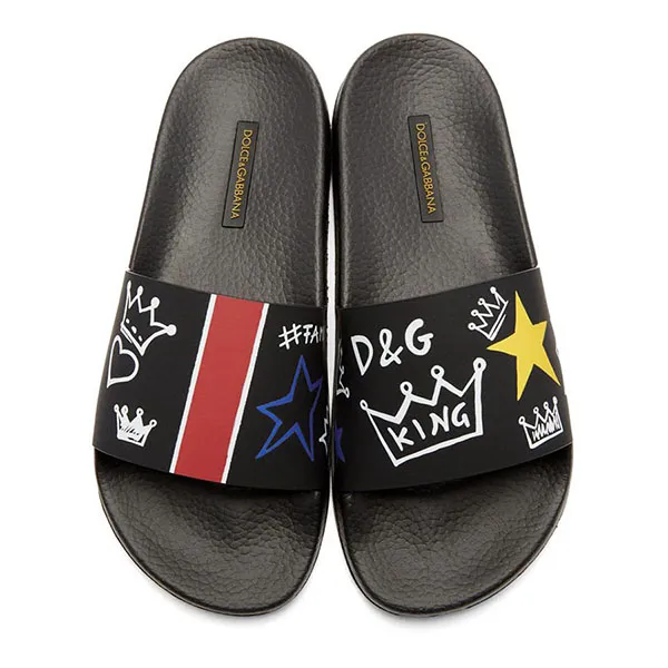 Dép Nam Dolce & Gabbana D&G Mural Graffiti Slide CS1489 Màu Đen Size 40