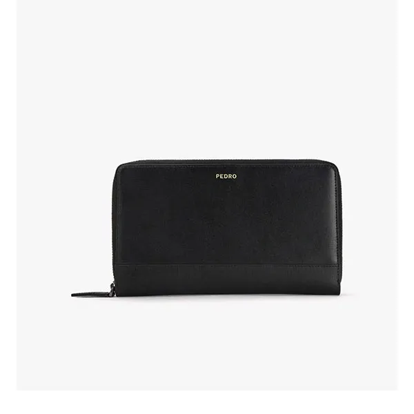 Ví Cầm Tay Pedro Zip Around Leather Wallet Màu Đen