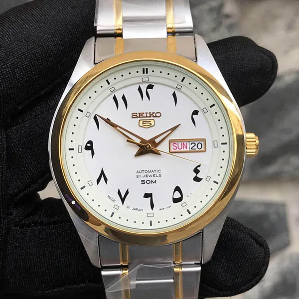 Đồng Hồ Seiko 5 Arabic Dial Automatic White Dial SNKP22J1