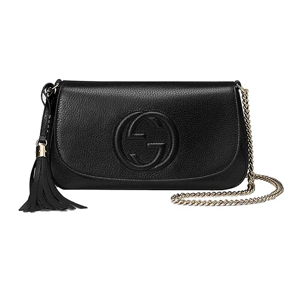 Túi Xách Gucci Soho Crossbody Tassel Black Leather Shoulder Bag Màu Đen