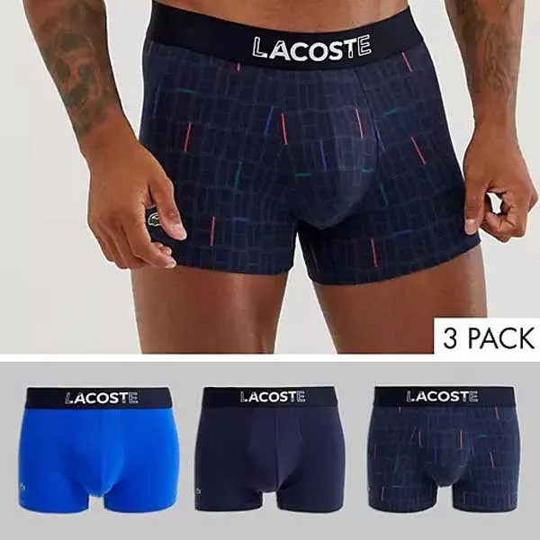 Set Quần Lót Lacoste 3 Pack Colours Millennials Print Trunks Size S