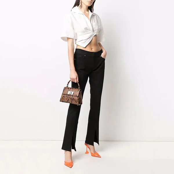 Túi Xách Furla Furla Snakeskin-Print Leather Tote Bag Màu Nâu
