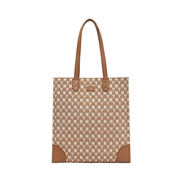 Túi Xách MLB Monogram Jacquard Shopper Bag New York Yankees 3AORL031N-50BGS Màu Nâu - Túi xách - Vua Hàng Hiệu