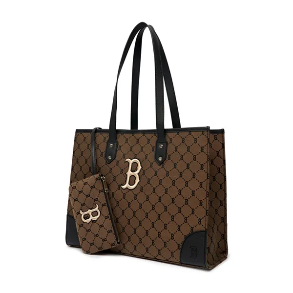 Túi Xách MLB Monogram Diamond Jacquard Boston Red Sox 3AORL021N-43BGD Màu Nâu - Túi xách - Vua Hàng Hiệu