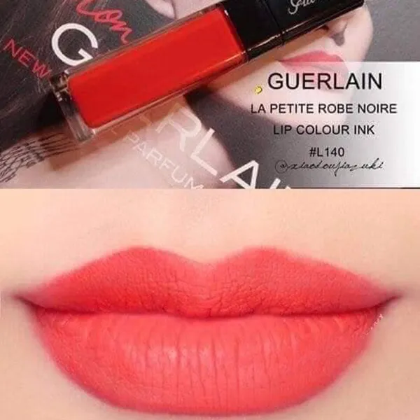 Son Guerlain La Petite Robe Noire Lip Colour Ink L140 Conqueror Màu Đỏ Cam - Son Môi - Vua Hàng Hiệu