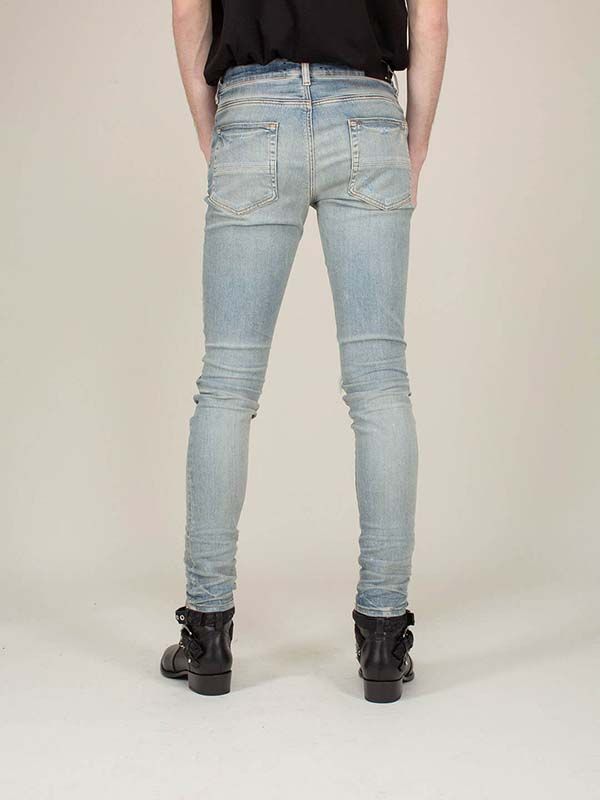 Quần Bò Amiri Leather Bandana Jeans Clay Màu Xanh Bạc - 4
