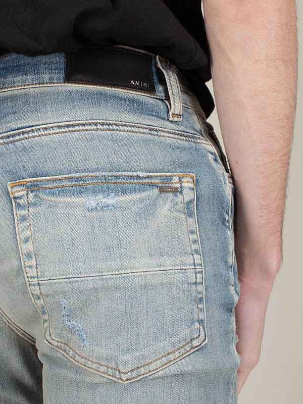 Quần Bò Amiri Leather Bandana Jeans Clay Màu Xanh Bạc - 5