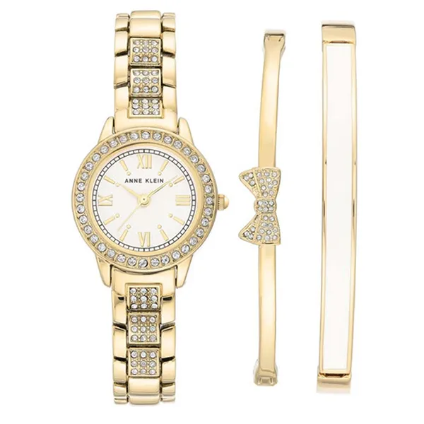 Đồng Hồ Anne Klein Auartz White Dial Ladies Watch Set AK/3334WHST